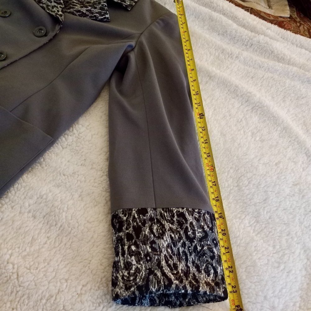 Leopard Trim Dennis Basso Blazer Peacoat Double-Breasted S 16 New With Tags - Picture 12 of 15